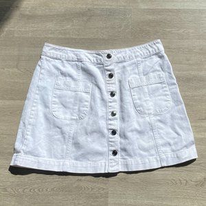 F21 White Jean Button Skirt. L